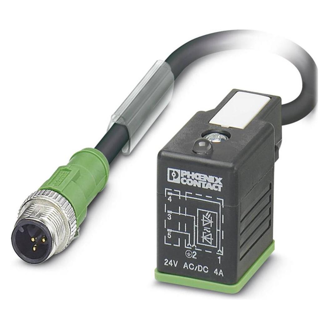 Phoenix Contact SAC-3P-M12MS/3,0-PUR/B-1L-Z 1400779 Inhalt: 1 St., Elektronikkabel + Stecker, Schwarz, Grau