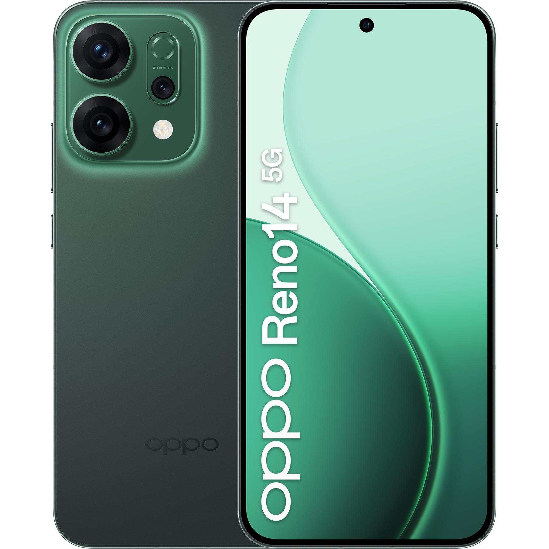 OPPO Reno14 5G 12GB/512GB Grün (512 GB, Luminous Green, 6.59", Dual SIM, 5G), Smartphone, Grün