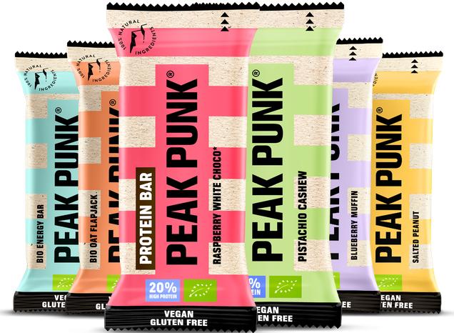 Produktbild Peak Punk Bar Mix Taste Box (Hazelnut, Chocolate Peanut, Salted Peanut, Pistachio, Cashew, Blueberry Muffin, Almond, White Chocolate, Coconut, Raspberry White Chocolate, Dark Chocolate, 24 Stk., 1292 g)
