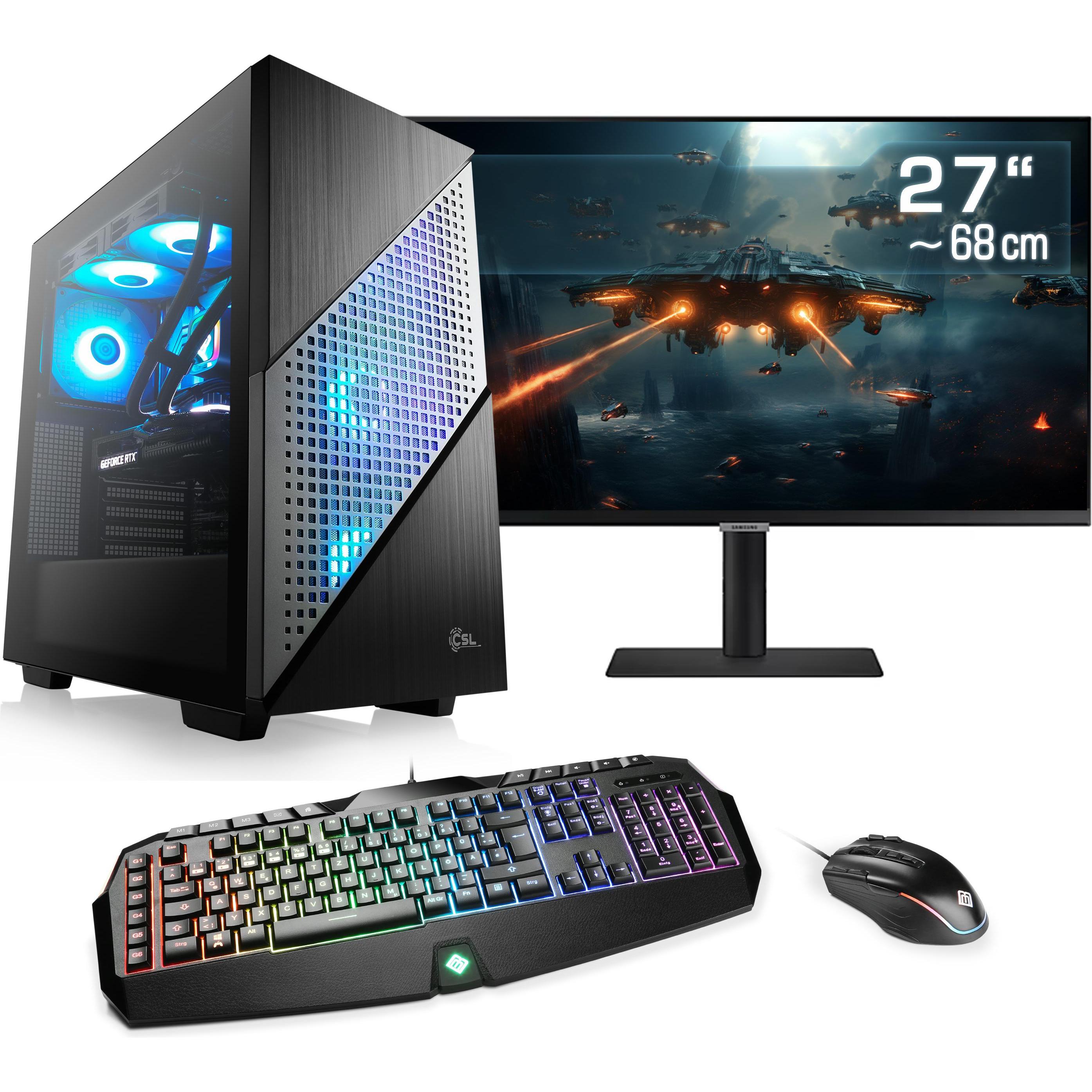 CSL Gaming PC M10210H (AMD Ryzen 7 7800X3D, 32 GB, 1000 GB, GeForce RTX 4070), PC, Schwarz