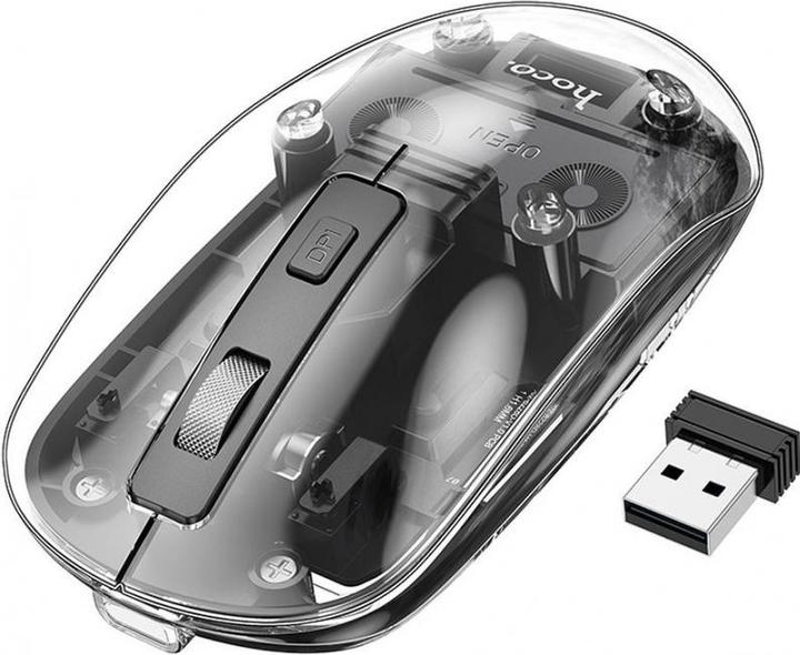 Actual product image Hoco Headphone with microphone computer wireless mouse 2,4G 1600 dpi GM29 dark night black (Wireless)