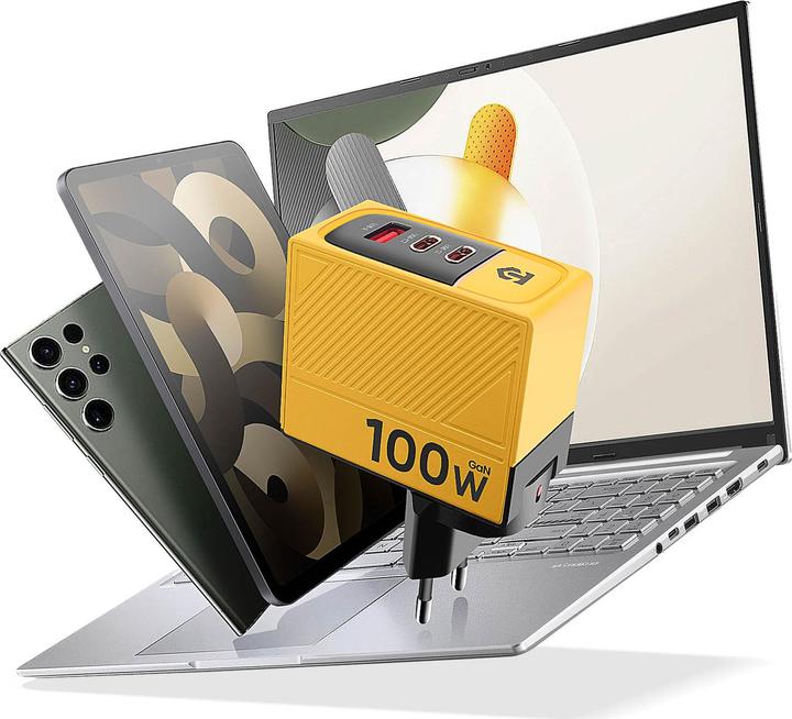 Actual product image Tactical Nett Warrior GaN Power Supply Charger 100W - Yellow (100 W)