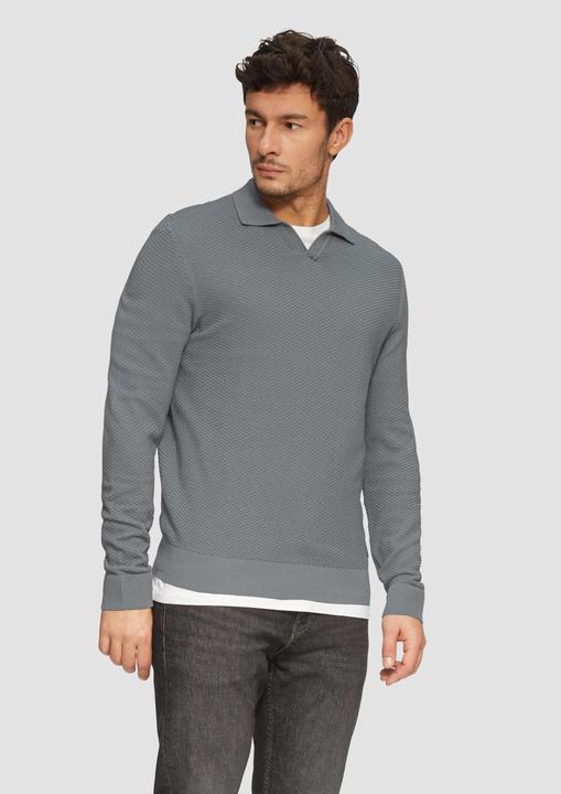 Produktbild S.Oliver Strickpullover Strukturierter Strickpullover mit Polokragen (XL)