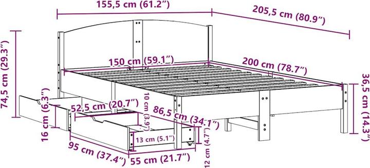 Image du produit vidaXL Bettgestell (150 x 200 cm)
