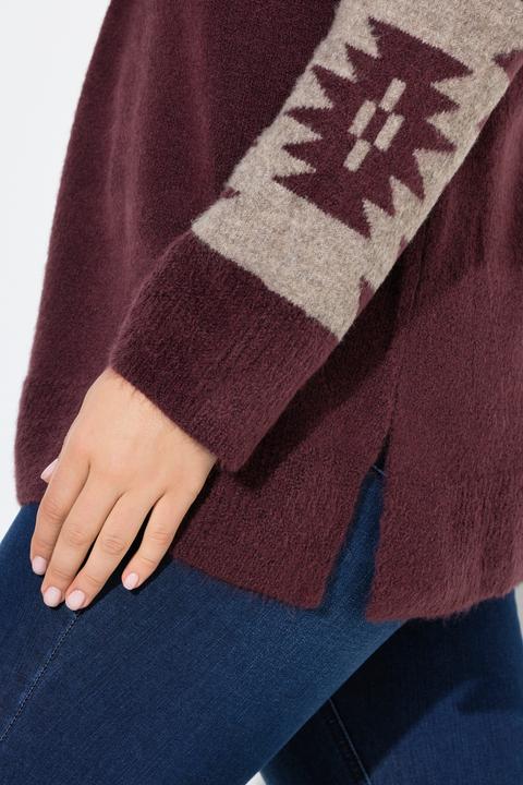 Produktbild Ulla Popken Pullover, Strickmuster, Rollkragen, Raglan-Langarm (46, 48)