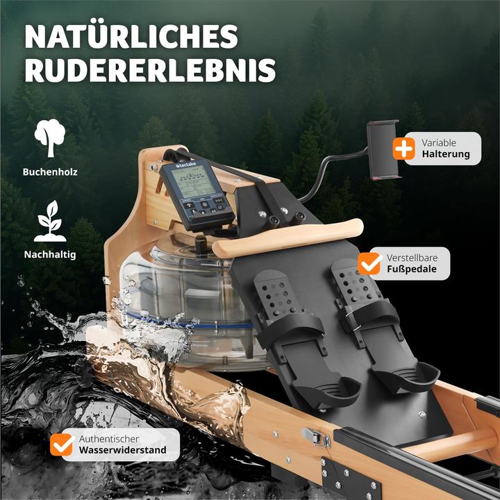 Produktbild tectake Holzrudergerät Titan klappbar, ergonomisch, 150kg belastbar
