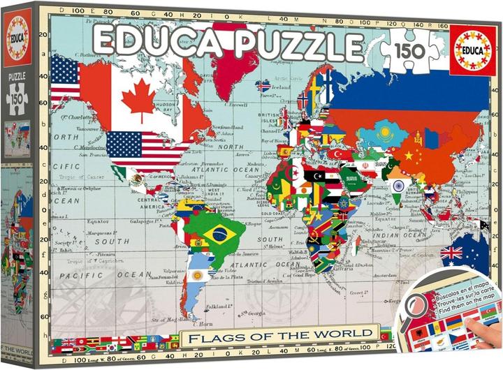 Produktbild Educa Puzzle 150 pieces XXL Pieces - GeoPuzzles - Flags of the World (150 Teile)