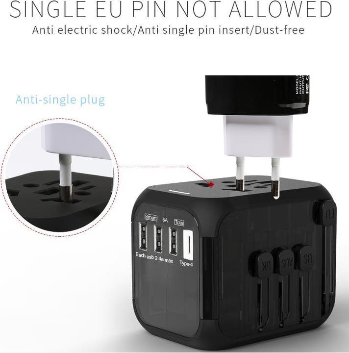 Produktbild Otravel Multi-National Travel Adapter US-Charger B / ungeerdet (Kunststoffkabelbinder, 67 mm, 100 Stk.)