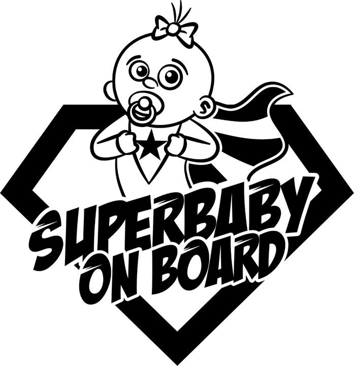BeFox Baby Car Sticker Superbaby on Board - Girl Black