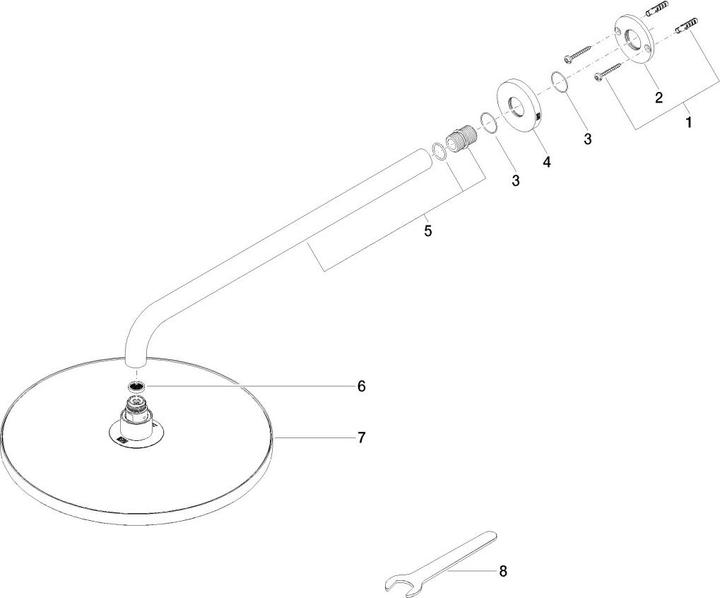 Actual product image Dornbracht Dornb rain shower with wall connection d= 300mm black matt (1 Beam type, 9 l/min)