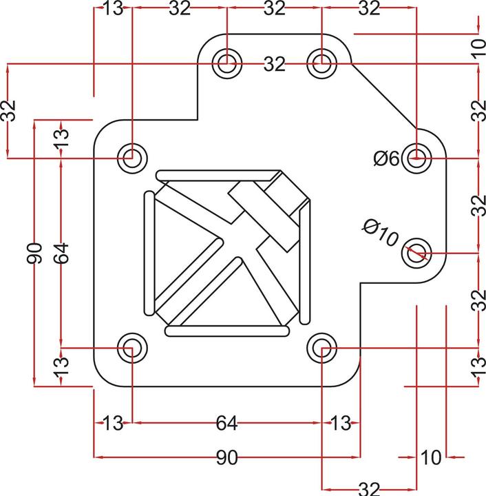 Produktbild Vasalat CAMAR Tischbeinbefestigung oben für 60x60mm Tischbeine, Aluminium 4 Stück