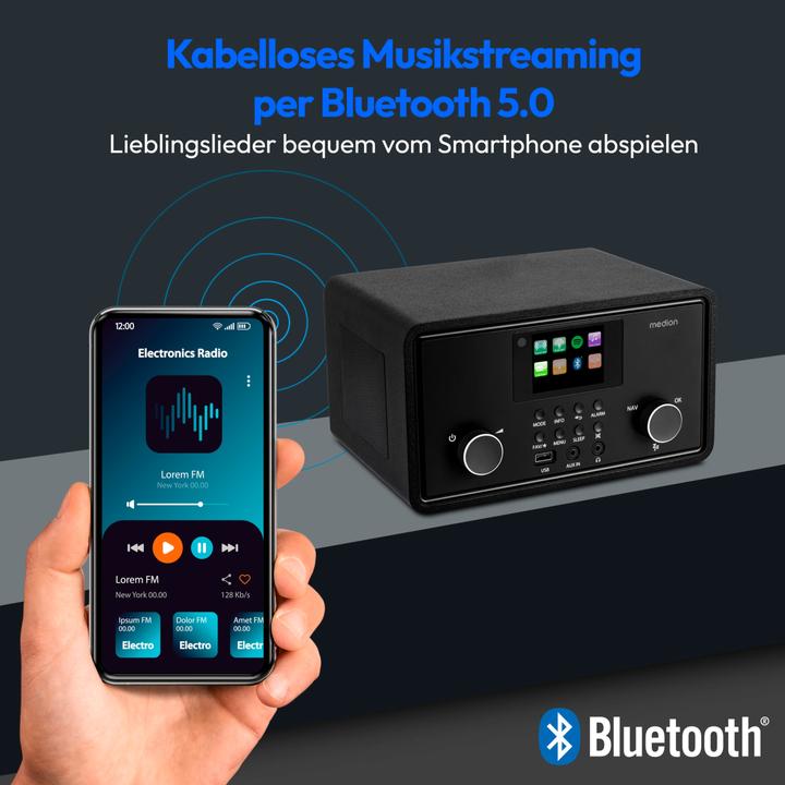 Produktbild Medion MD 88069 Internetradio schwarz (AM, DAB+, FM, Internetradio, Bluetooth, WLAN)