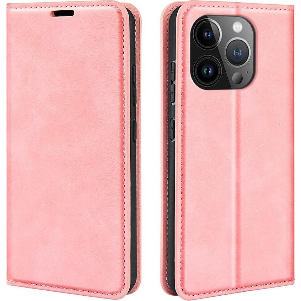 Cover-Discount iPhone 15 Pro - Stand Flip Case Hülle rosa (Apple iPhone 15 Pro), Smartphone Hülle, Rosa