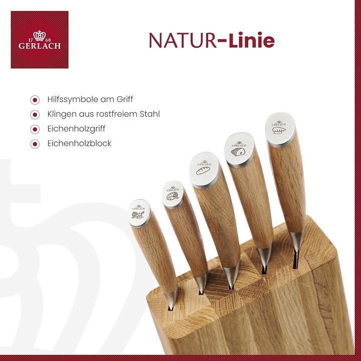 Actual product image Gerlach KNIFE SET BLOCK 5 pcs. NATURAL