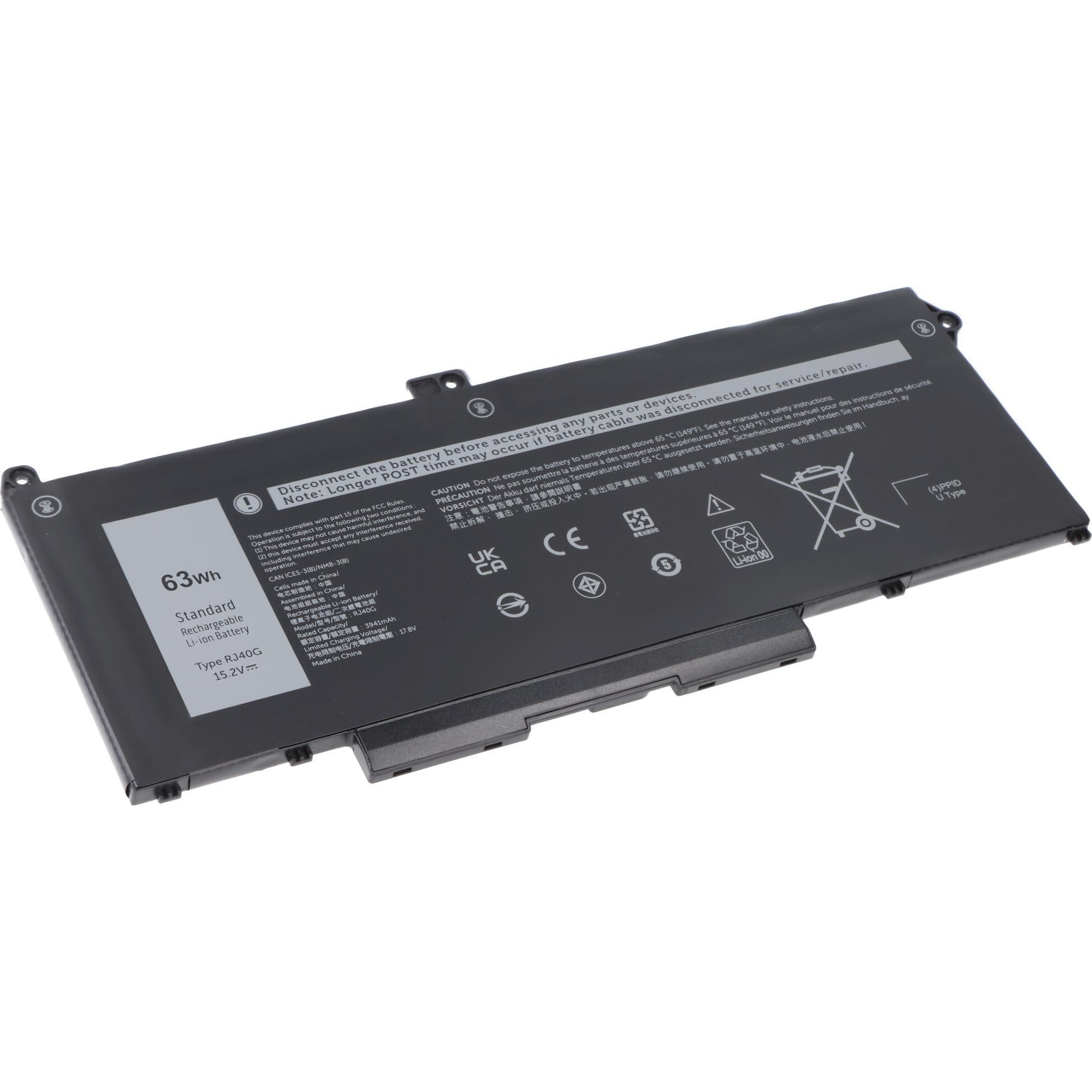 AccuCell Akku passend für Dell Latitude 15 5520, Li-Polymer, 15,2V, 3941mAh, 63Wh (4 Zellen, 3941 mAh), Notebook Akku