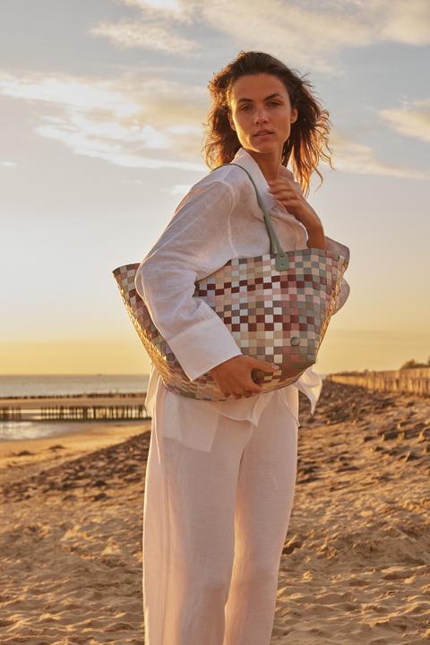 Actual product image Handed by Mingle Shopper S fat strap multi mix sage green