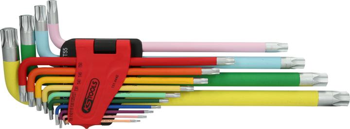 Actual product image KS Tools L-key set extra long, TORX®, with color code, 14 parts