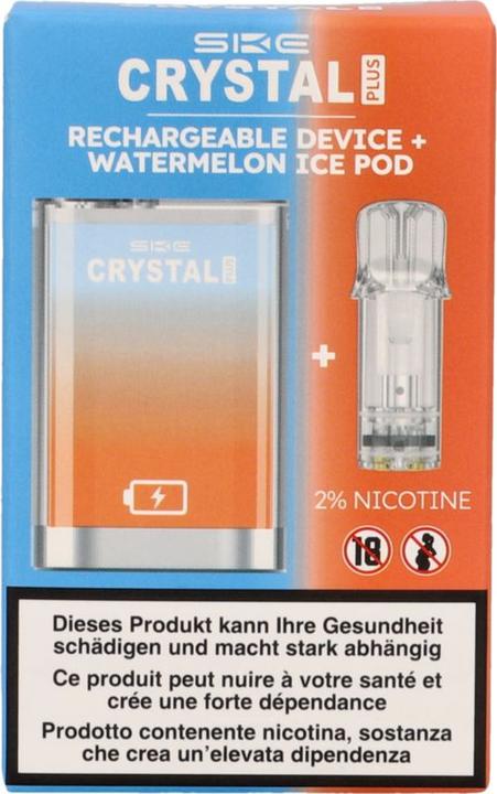 Image du produit SKE Crystal Plus Amare Starter Kit Pastèque 2ml Pod & Device, 2% Nicotine (Glace, Pastèque)