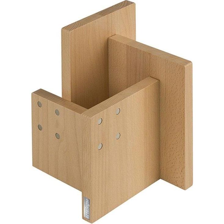 Artelegno Magnetischer Messerblock aus Buchenholz mit Behälter Kombi, Messerblock