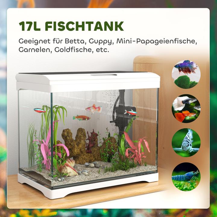 Image du produit PawHut Aquarium Glas, ABS Weiss (17 l)