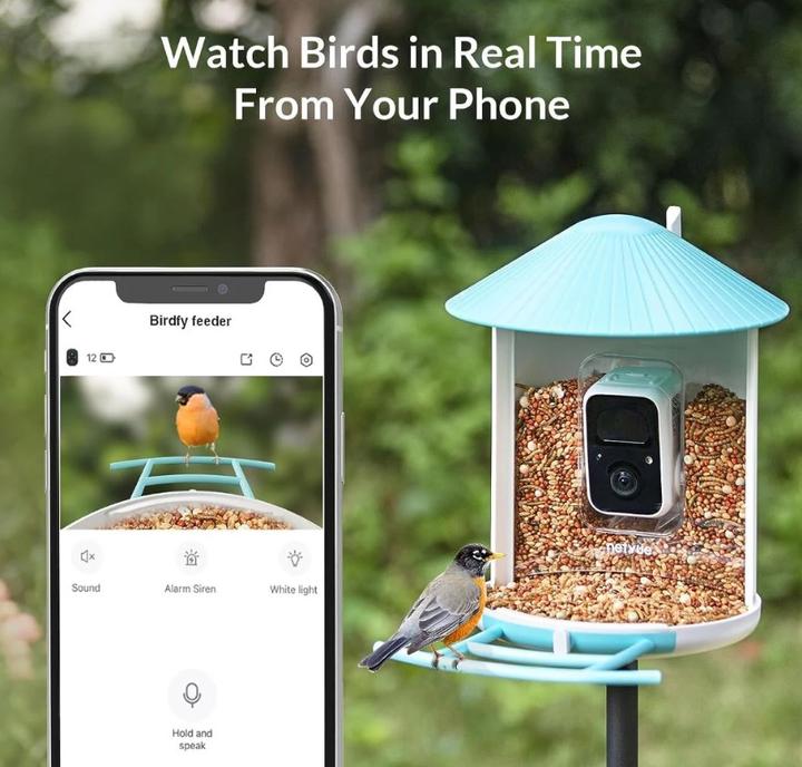 Actual product image Birdfy Bird feeder with solar panel