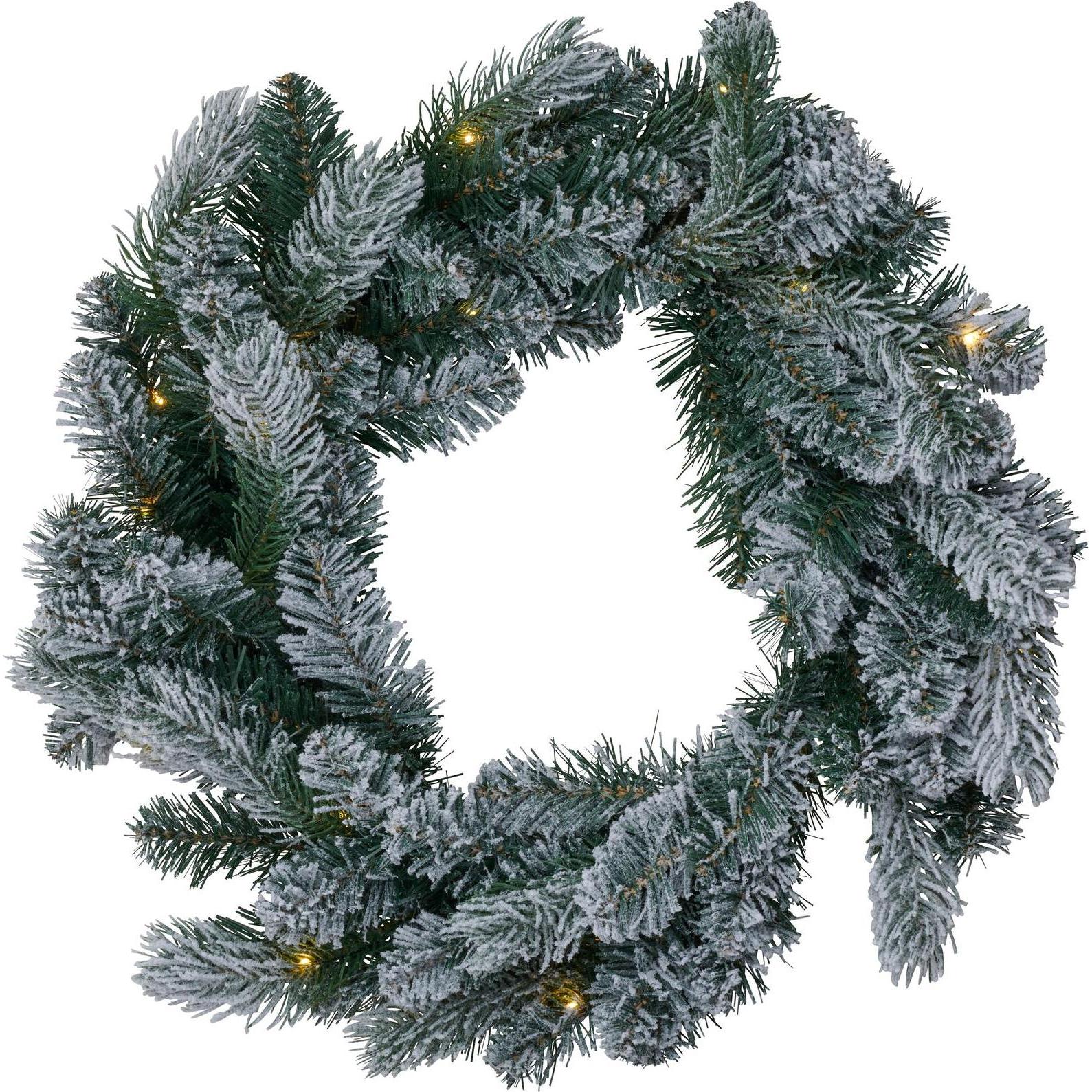 Sirius, Weihnachtsbeleuchtung, LED Weihnachtskranz grün beschneit