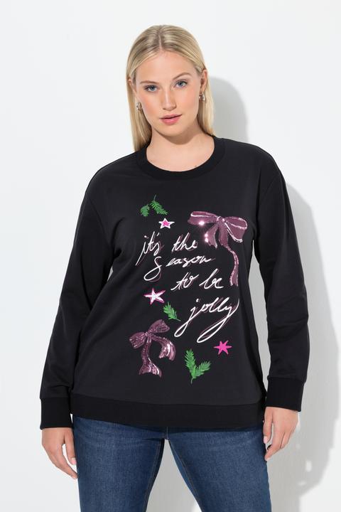 Produktbild Ulla Popken Weihnachts-Sweatshirt, Schleifen, Rundhals, Langarm (54)