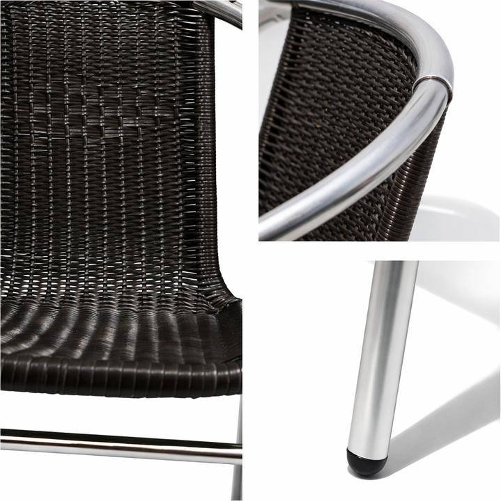 Actual product image Mojawo 3 pieces Sturdy aluminium / polyrattan bistro chair, stackable