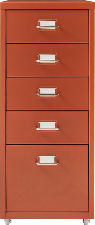 Produktbild En.Casa Rollcontainer Kökar mit 5 Schubladen 69x28x41 cm Ziegelrot (69 x 28 x 41 cm)
