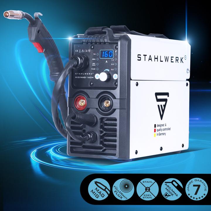 Produktbild Stahlwerk Schweissgerät MIG MAG 160 M IGBT 5 in 1 Kombigerät mit 160 Ampere (Fülldrahtschweissgerät)