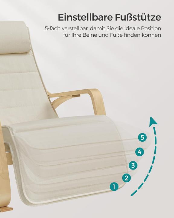 Actual product image Songmics Schaukelstuhl Verstellbar Belastbar Wohnzimmer Beige