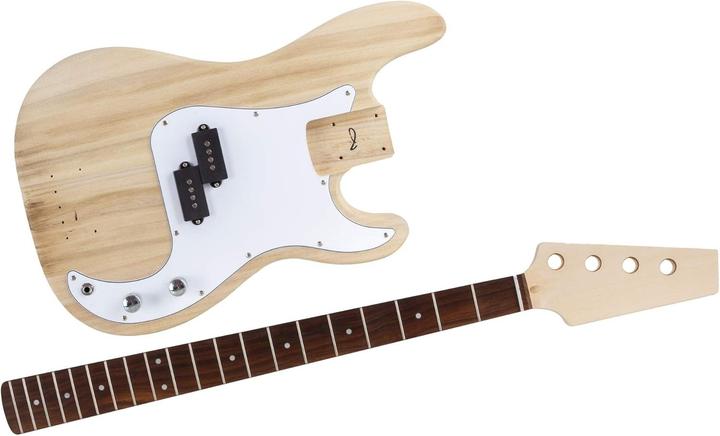 Image du produit Rocktile Kit per Chitarra Basso Stile PB Fai da Te (Basse électrique, Corps : Bois de paulownia, Manche : Érable, Touche : Bois noir)
