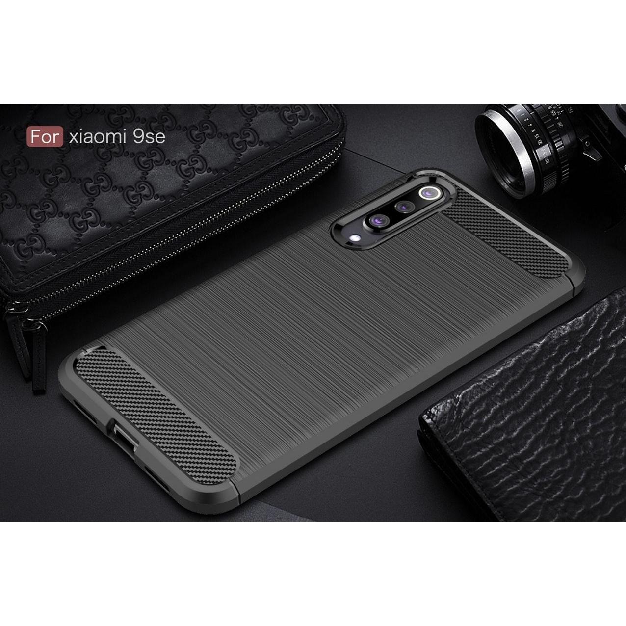 Thumbnail - Screenguard Xiaomi Mi 9 SE Hülle Carbon Brushed Soft TPU (Xiaomi Mi 9 SE), Smartphone Hülle, Schwarz