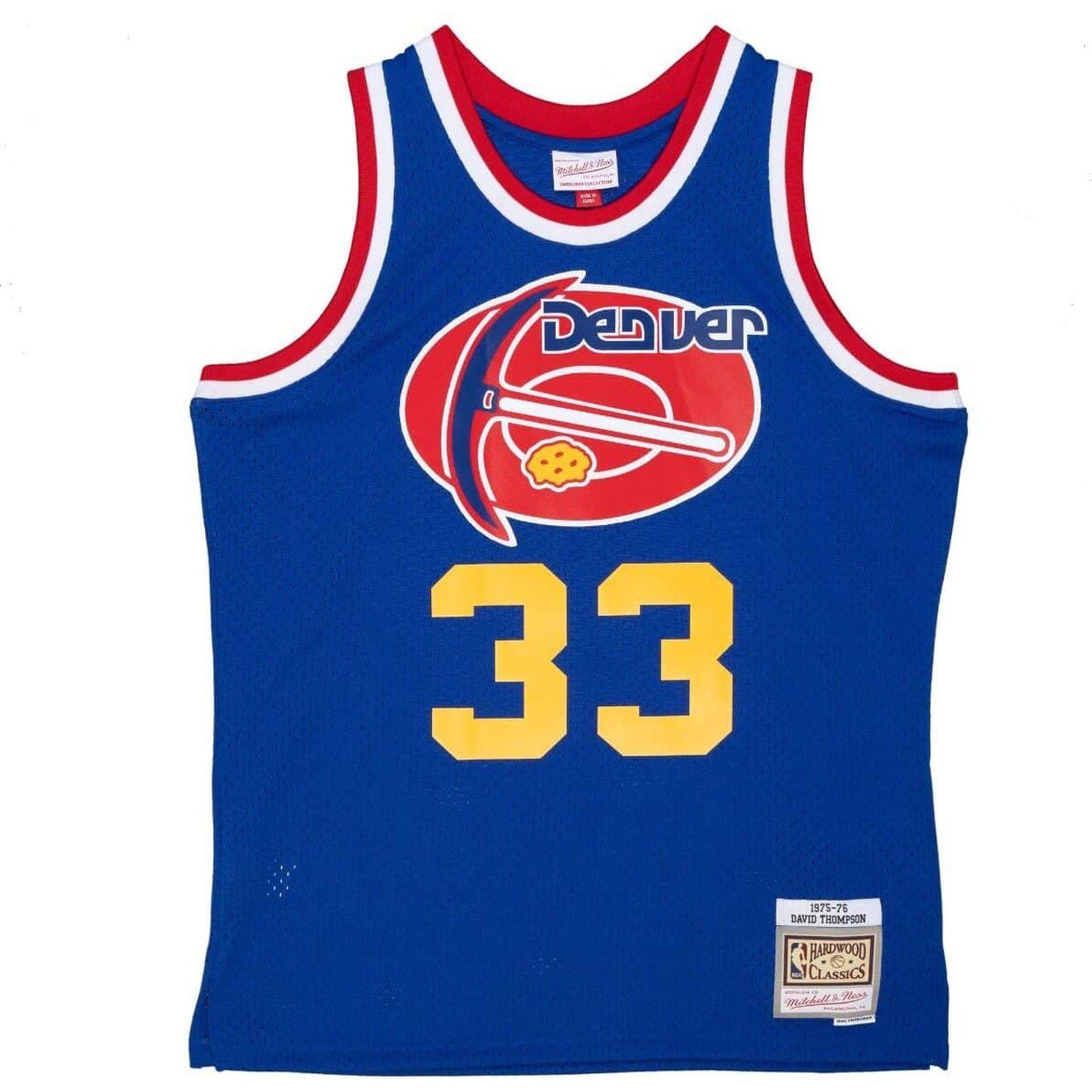 Mitchell & Ness, Herren, Sportshirt, David Thompson Denver Nuggets 1975-76 Swingman Jersey - M (M), Blau, M