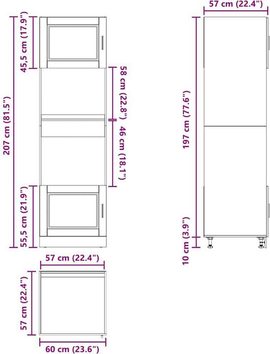 Produktbild vidaXL Herdumbauschrank (60 x 57 x 207 cm)