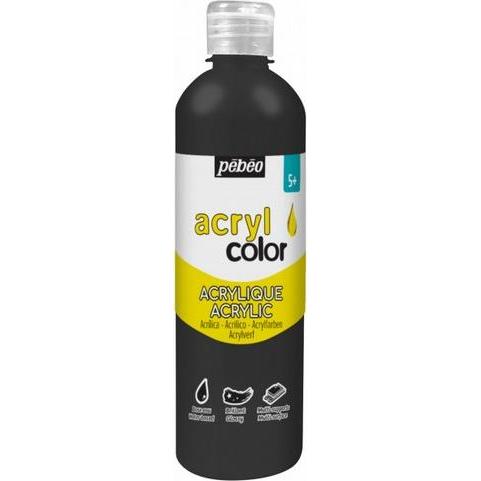Pebeo, Künstlerfarbe + Bastelfarbe, Acrylcolor (Schwarz, 500 ml)
