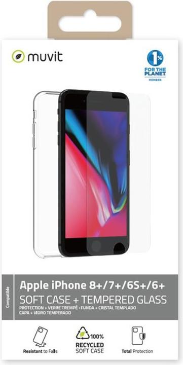 Produktbild Muvit PACK COQUE RECYCLE VERRE TREMPE IPHONE 8 /7 /6S /6 (Apple iPhone 8 Plus)