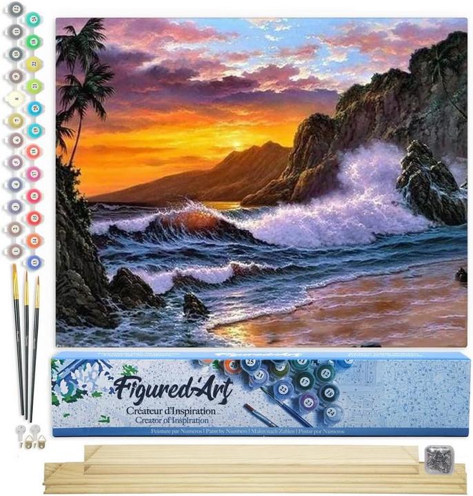 Dipingere con i Numeri Adulti, Fiore Kit di Pittura Acrilica Fai-da-Te per Adulti Principianti, 70x40cm Paint by Numbers Adulti e Bambini con Pennelli Pittura a Pigmento Acrilico, Senza Cornice (Arte
