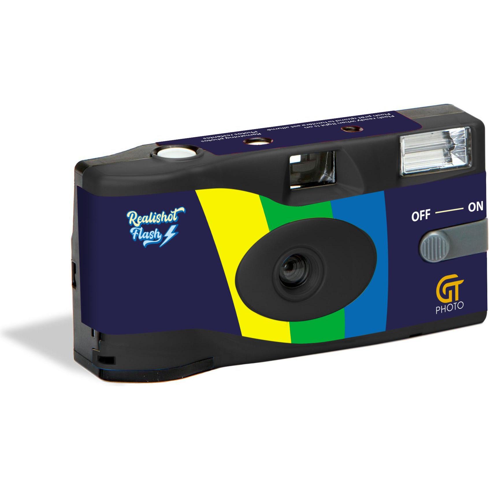 GT Photo Realishot Flash 27 Photos (Farbfilm), Einwegkamera, Schwarz, Blau