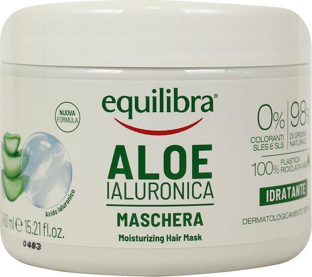 Immagine prodotto Equilibra Maschera per capelli con Acido Ialuronico, idratante e districante, con Aloe Vera (20%), Hyaluro (450 ml)
