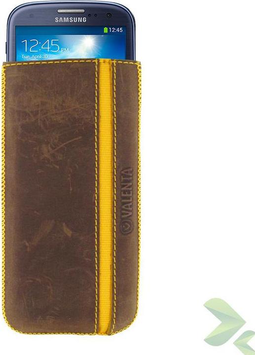 Actual product image Valenta Pocket Stripe Vintage - Leather Pin Bag (Red) (Samsung Galaxy S4)