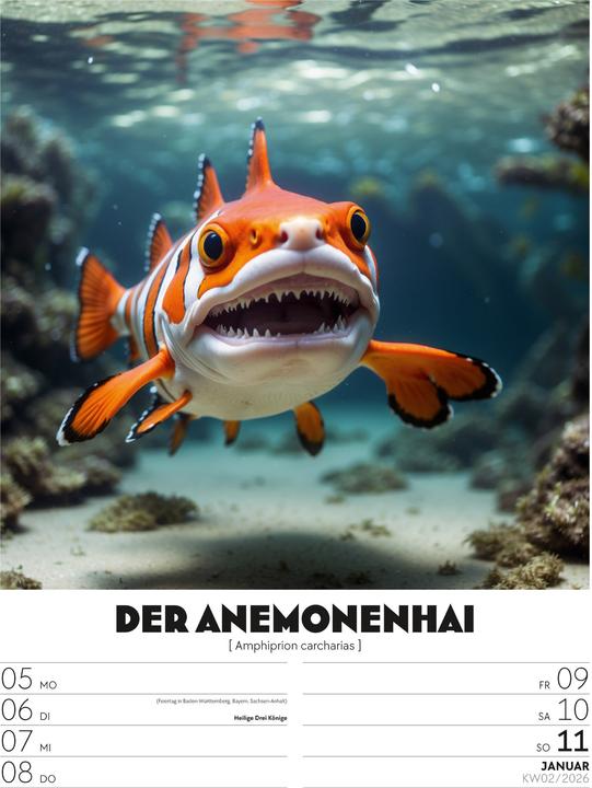 Image du produit Verrücktes Tierleben - Wochenplaner mit KI-Bildern Kalender 2026 (25 x 33 cm, Allemand)