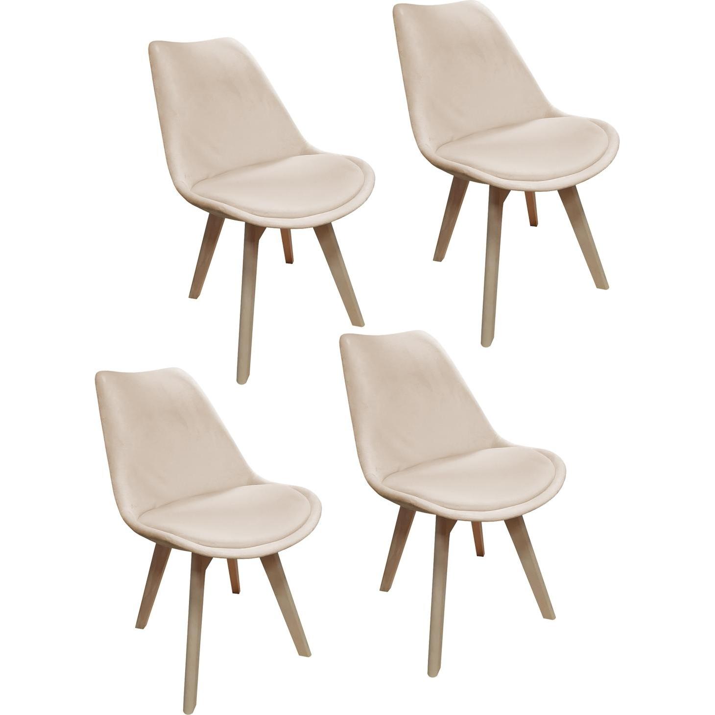 HTI-Living, Stühle, Esszimmerstuhl Samt 4er Set Atlanta Creme