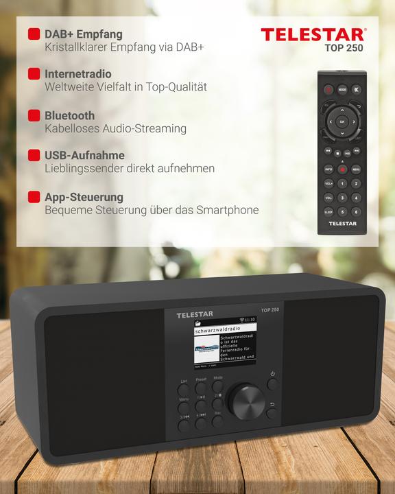 Image du produit Telestar TOP 250 DAB+ Internetradio schwarz (Webradio, VHF, DAB+ DAB, Bluetooth, WiFi)