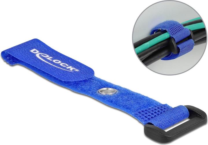 Produktbild Delock Klett-Kabelbinder mit Schlaufe und Befestigungsöse L 150 x B 20 mm blau 5 Stück (Klettkabelbinder, 150 mm, 5 Stk.)