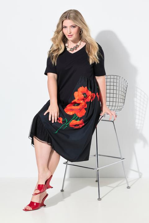 Produktbild Miamoda Kleid, A-Linie, Blütenmotiv, Mesheinsatz (44)