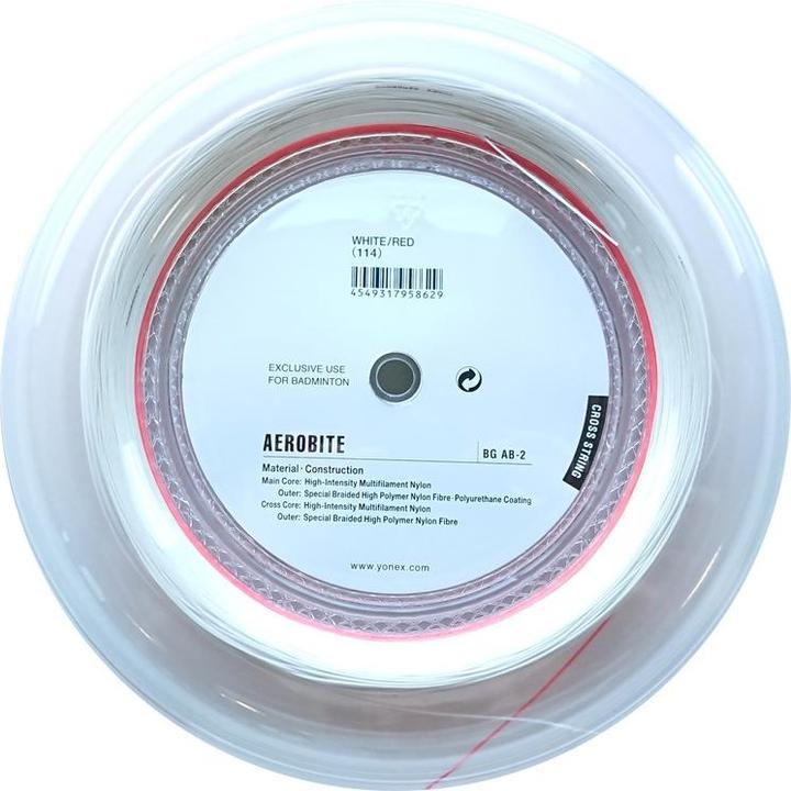 Actual product image Yonex Aerobite 200M red and white badminton string