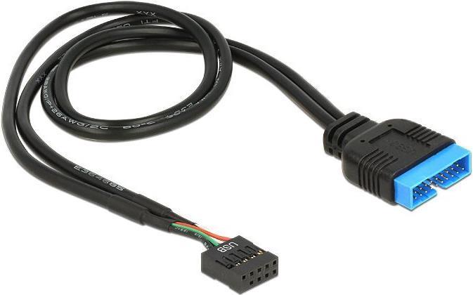 Produktbild Delock USB 19 Pin - USB 9 Pin, 0,45 m, Schwarz (83776) (0.45 m, USB 2.0)