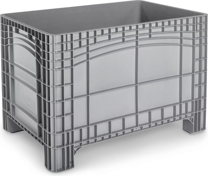 kaiserkraft Pallet box, capacity 535 l, 4 feet, grey.