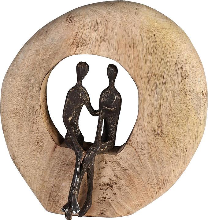Casablanca by Gilde Casablanca sculptuur "Koppel"mangohout/aluminium. H.24cm